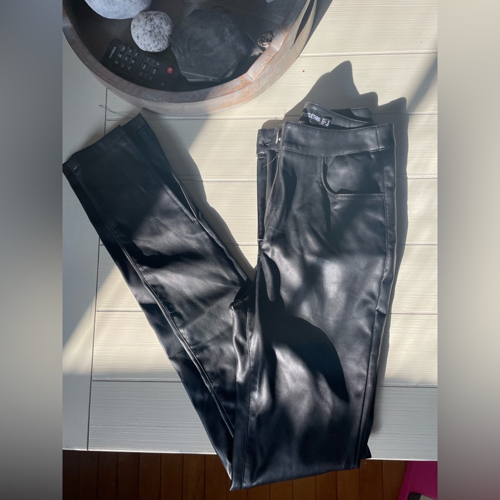PrettyLittleThing Split Hem Leather Pants